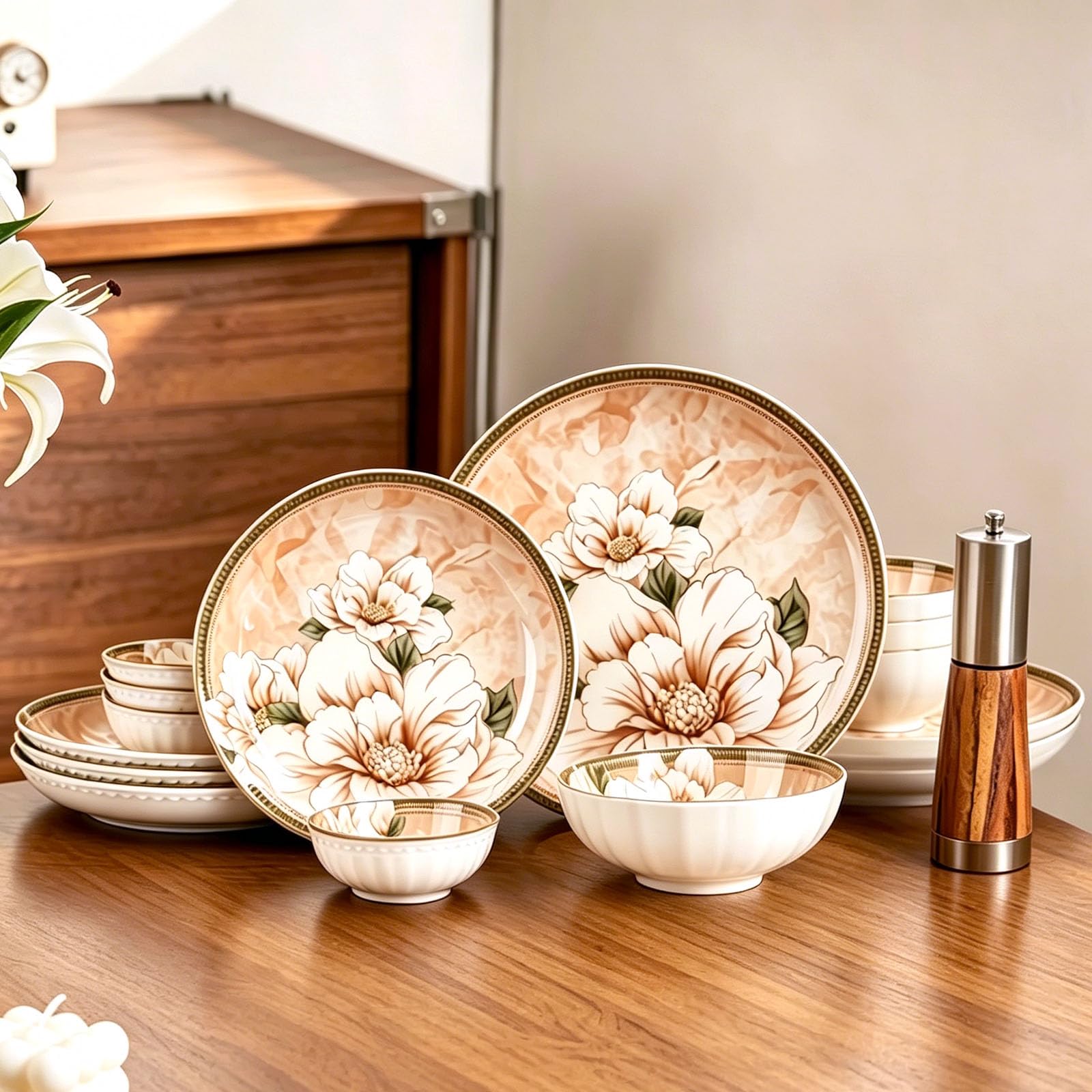 DISH// セット Amazon.com | FANGJING 16-Piece Dinnerware Set for 4, Ceramic